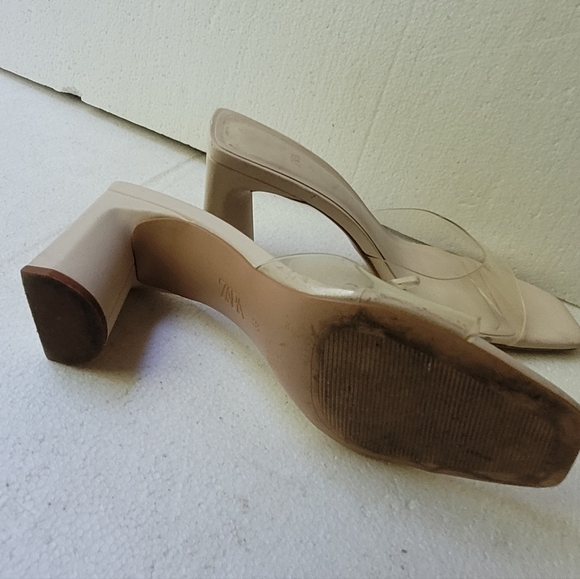 Zara Womens Square Toe Block Heels Size 39/8.5 Cream Wedding Bridesmaid Bridal - Picture 4 of 7